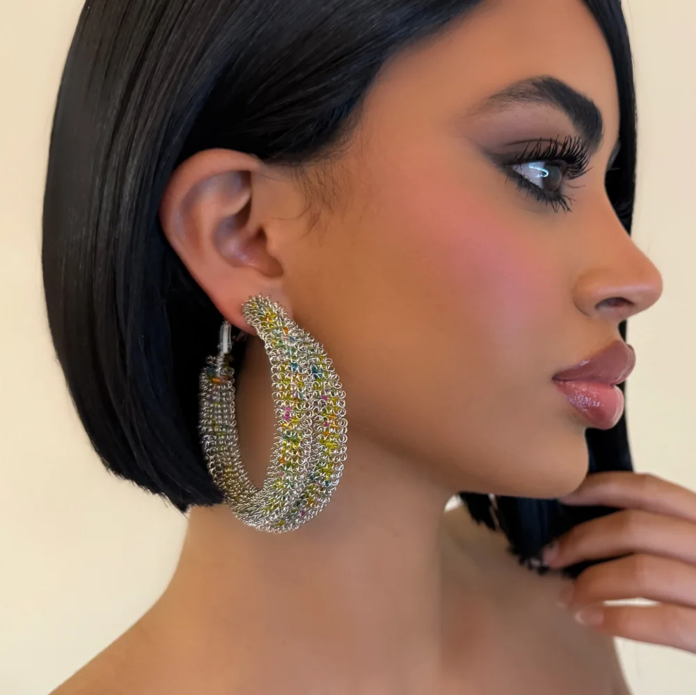 The Chrome Beaded Hoops
