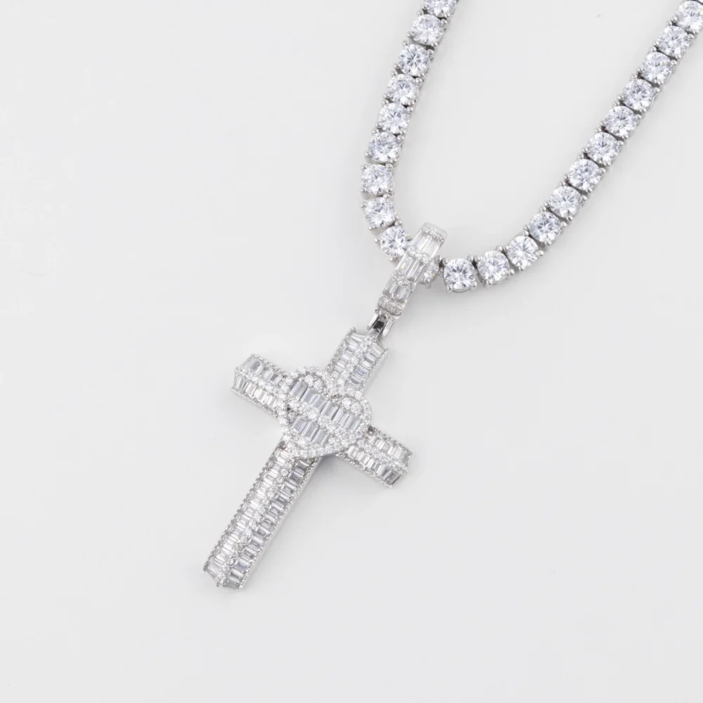The Crystal Heart Paired Cross Necklace