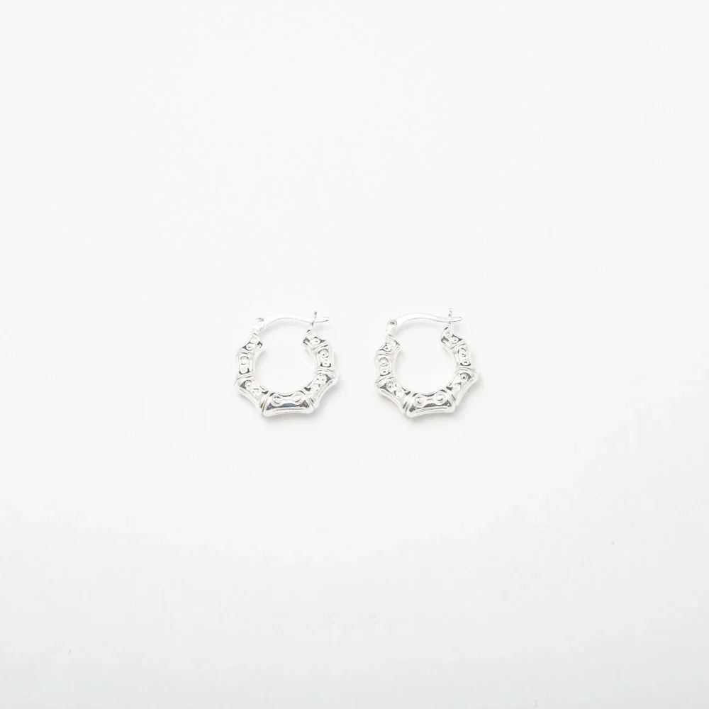 Mini Silver Bamboo Hoops