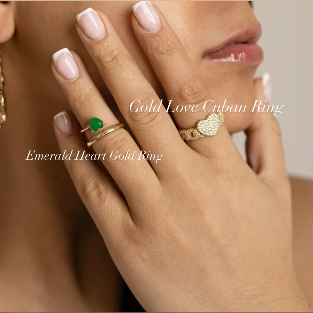 Emerald Heart Gold Wrap Ring - 2