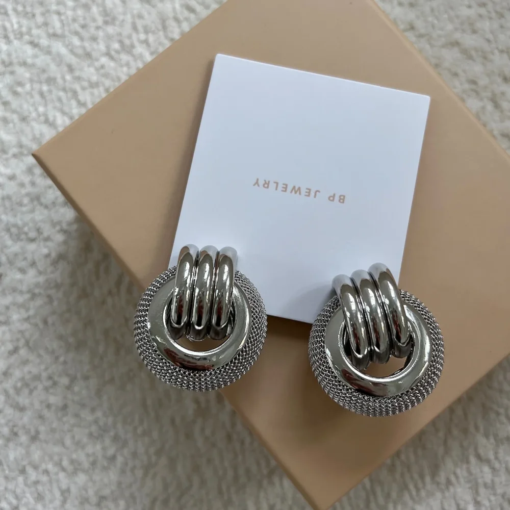 Silver Staple Earrings