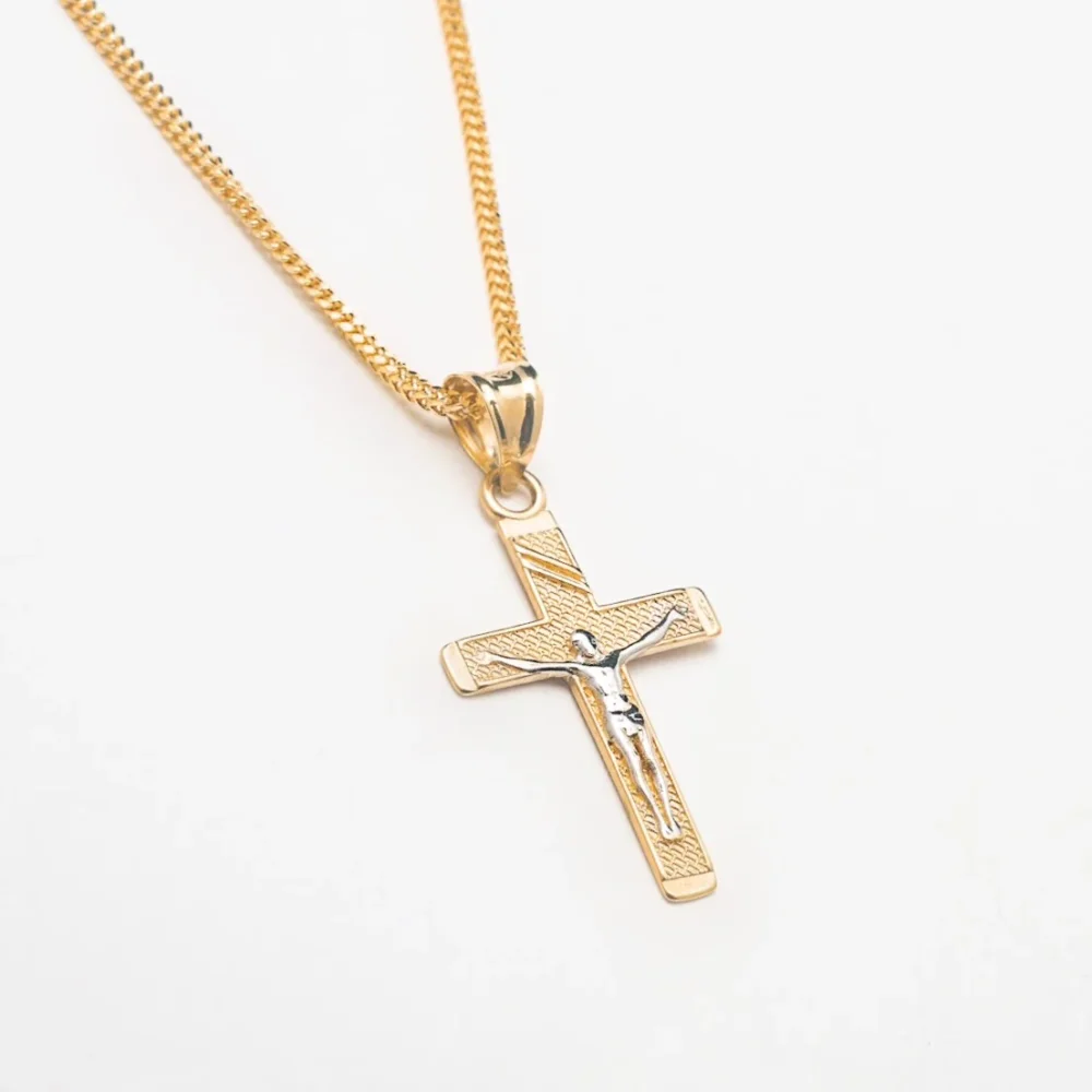 10K Solid Cross Gold Necklace