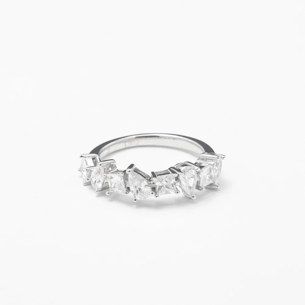 Silver Half Abstract Pearl Band