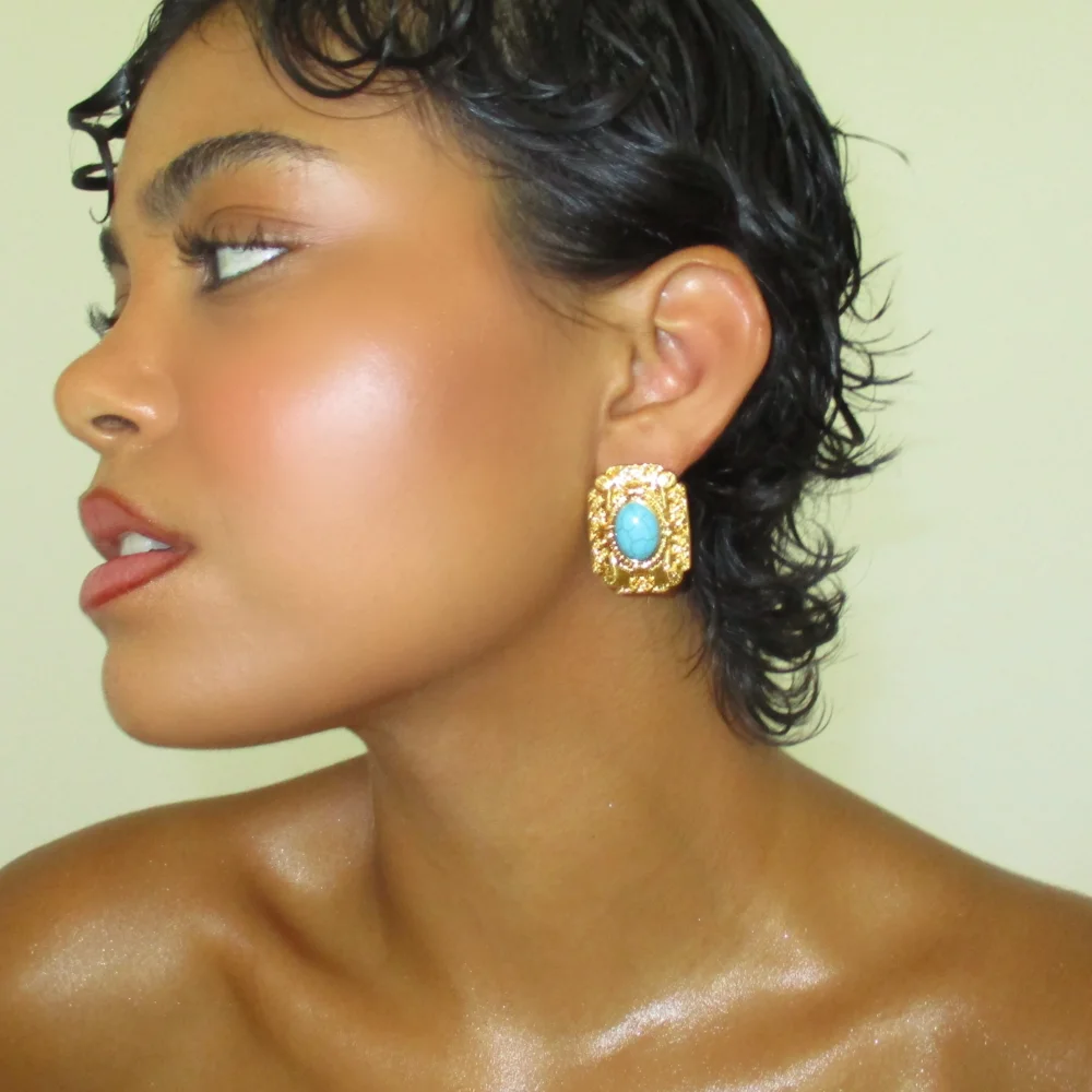 The Square Turqoise Studs