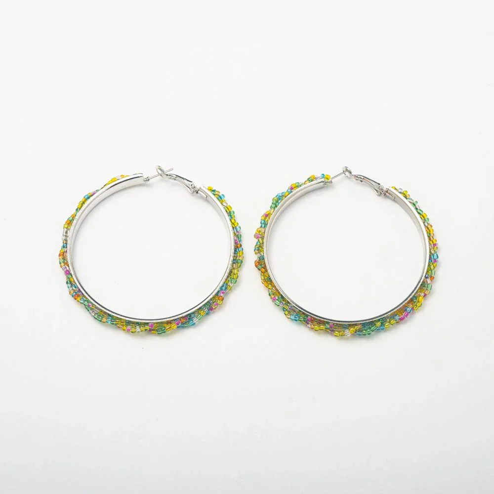 Large Beaded Swirl Hoops