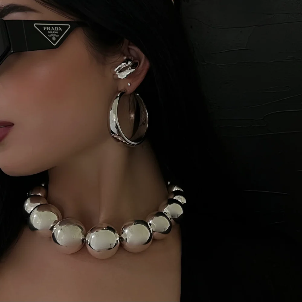 The Large Chrome Beaded Chocker