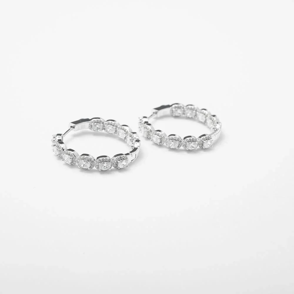 Square Style Silver Hoops