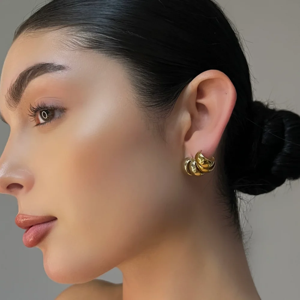 Mini Double Cuff Gold Hoop