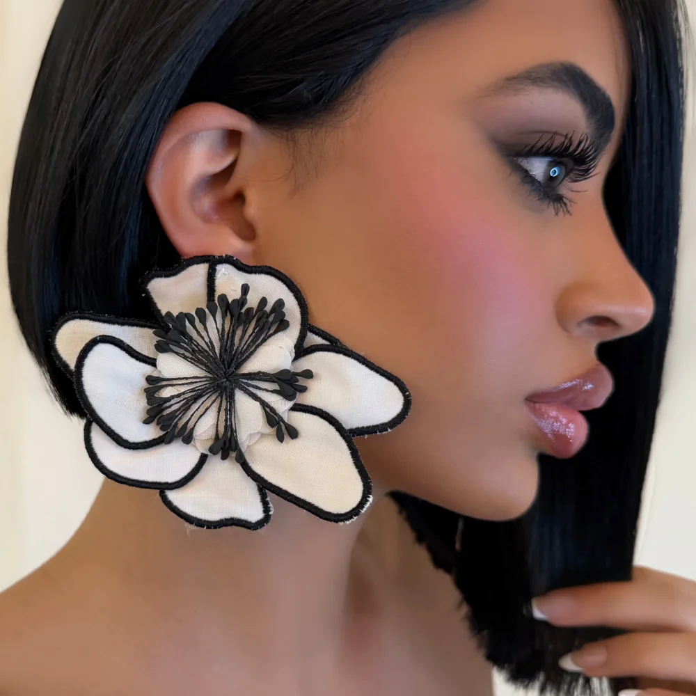 The Black And White Fabric Earrings