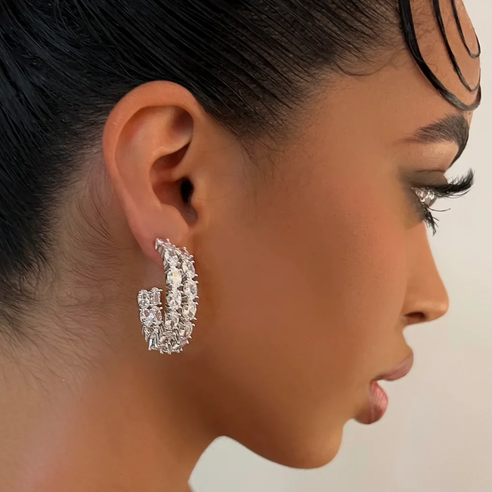 The 925 Half Crystal Hoop