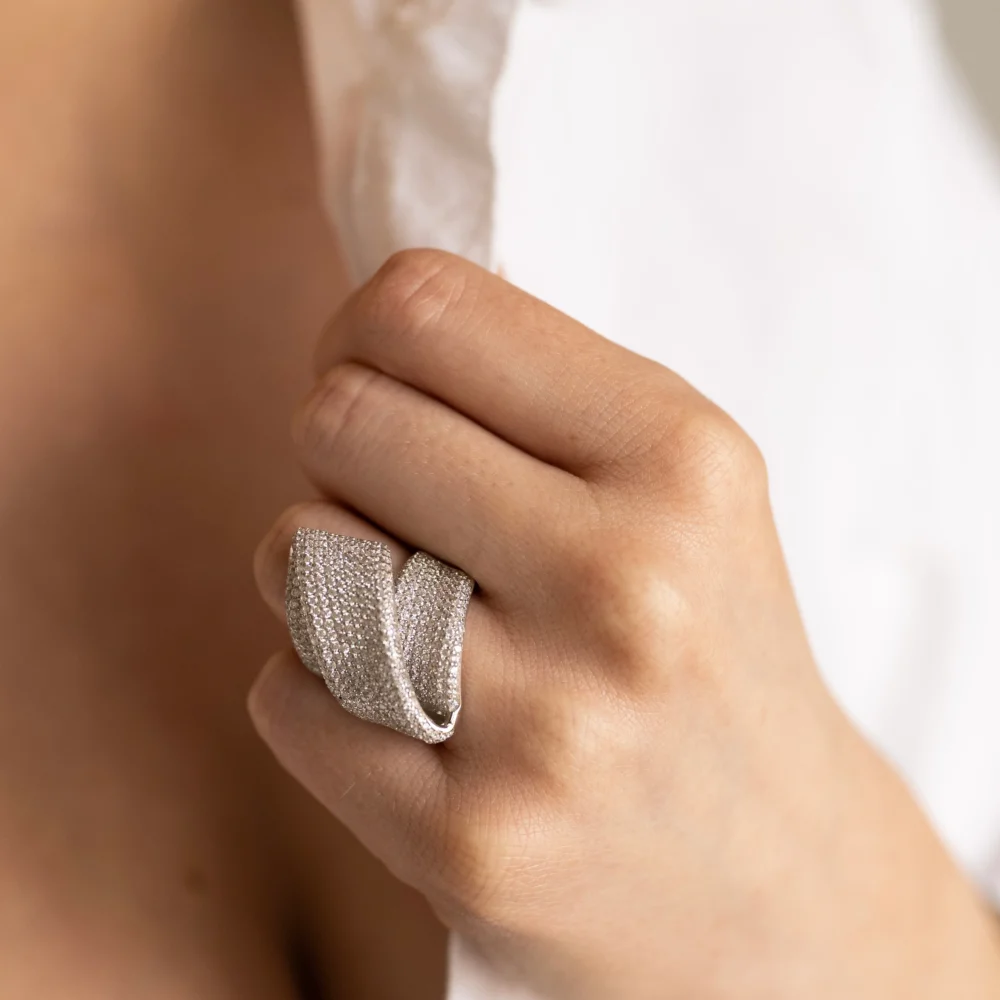 Icy Silver Crystal Wrap Ring