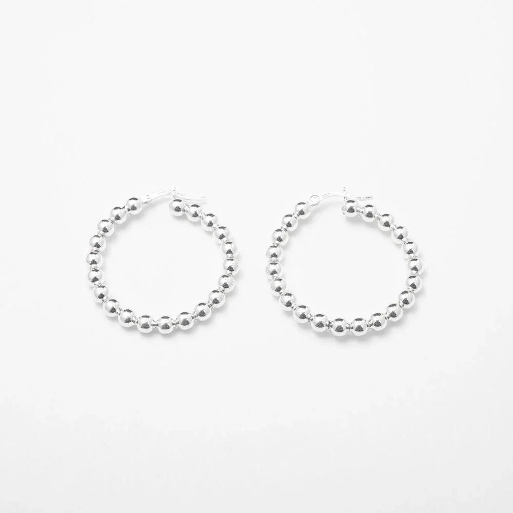 Chrome Beaded Hoops