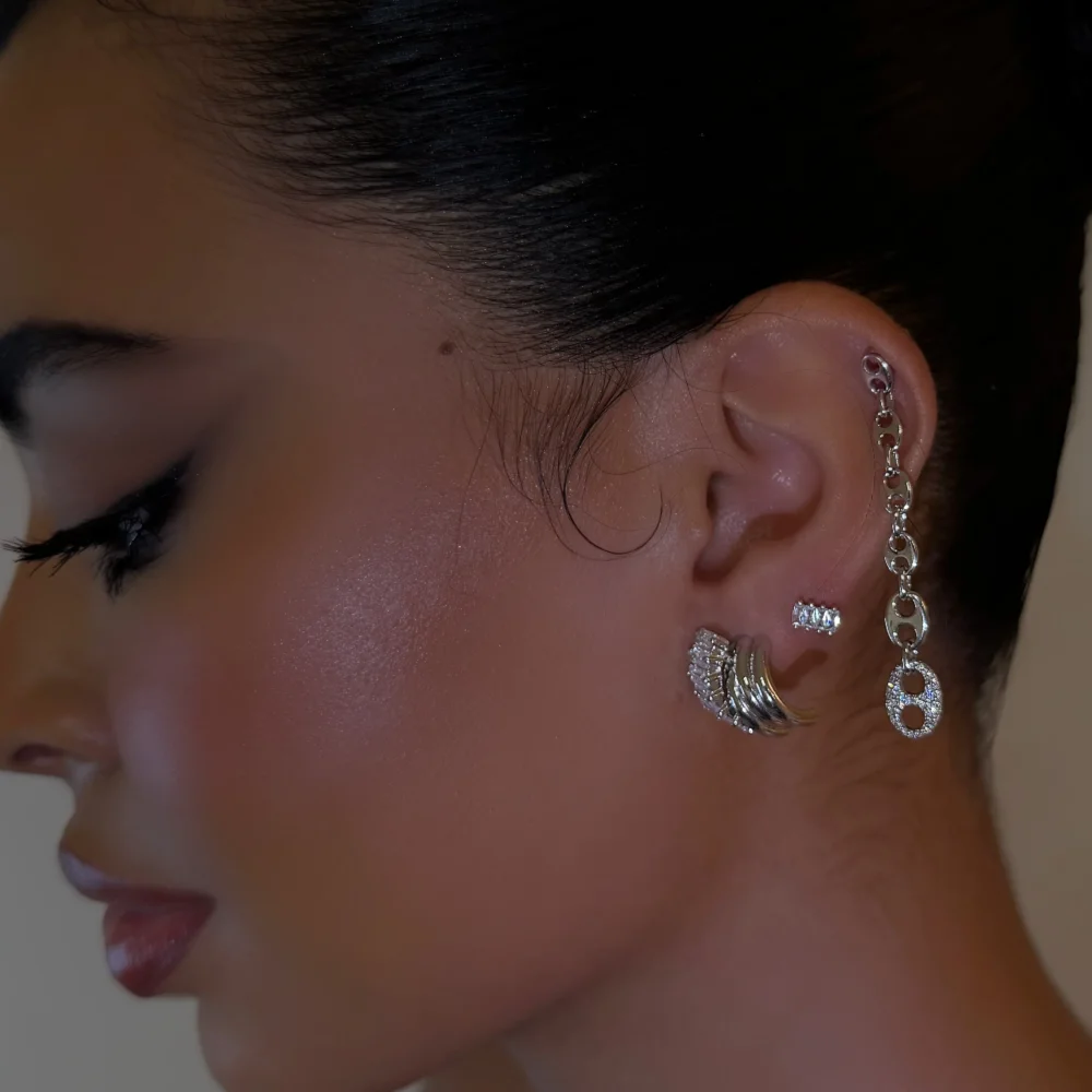 Left Baguette Cluster Stud