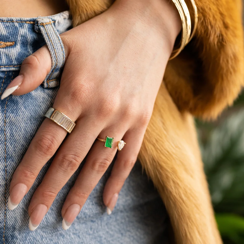 Left Gold Baguette Band