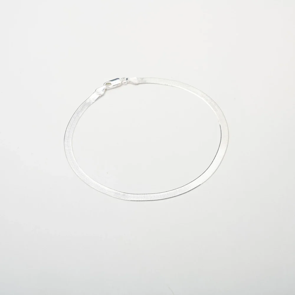 Silver Herringbone Anklet