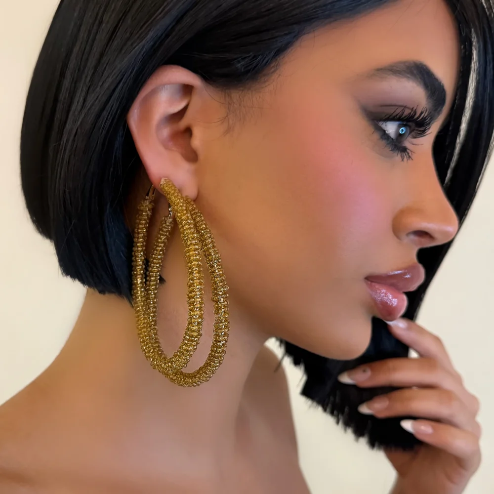 The Large Brown Beaded Hoops