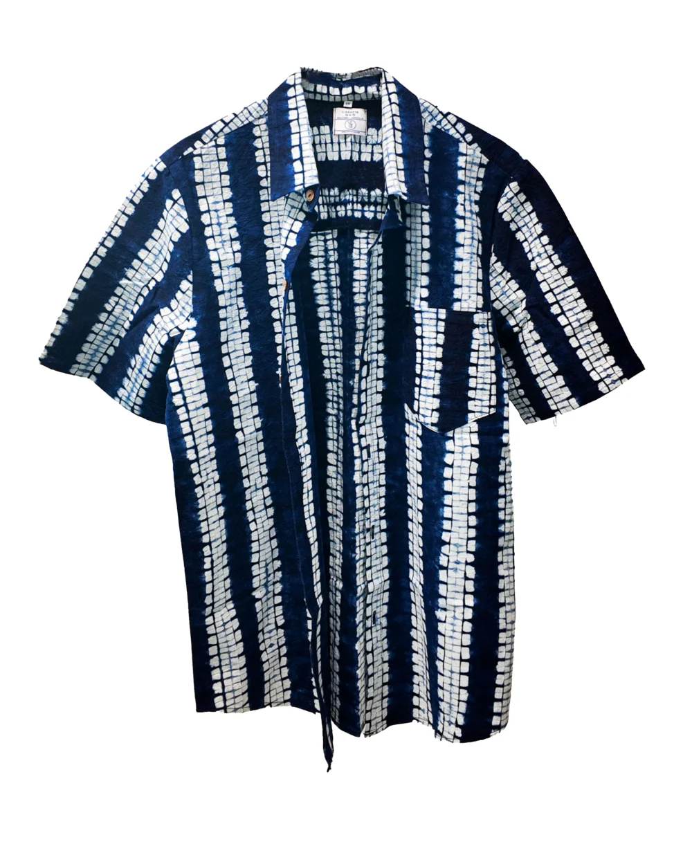 Natural Bai Indigo Dyed Top with Pankou Button Collar- — YICRAFTS