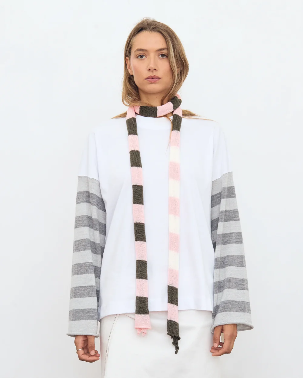 X Scarf - Pink/Khaki