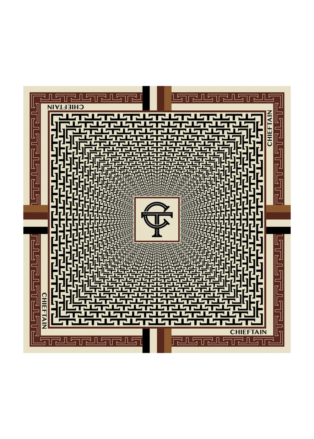 T-MONO PATTERN SIGNATURE PRINT SILK SCARF