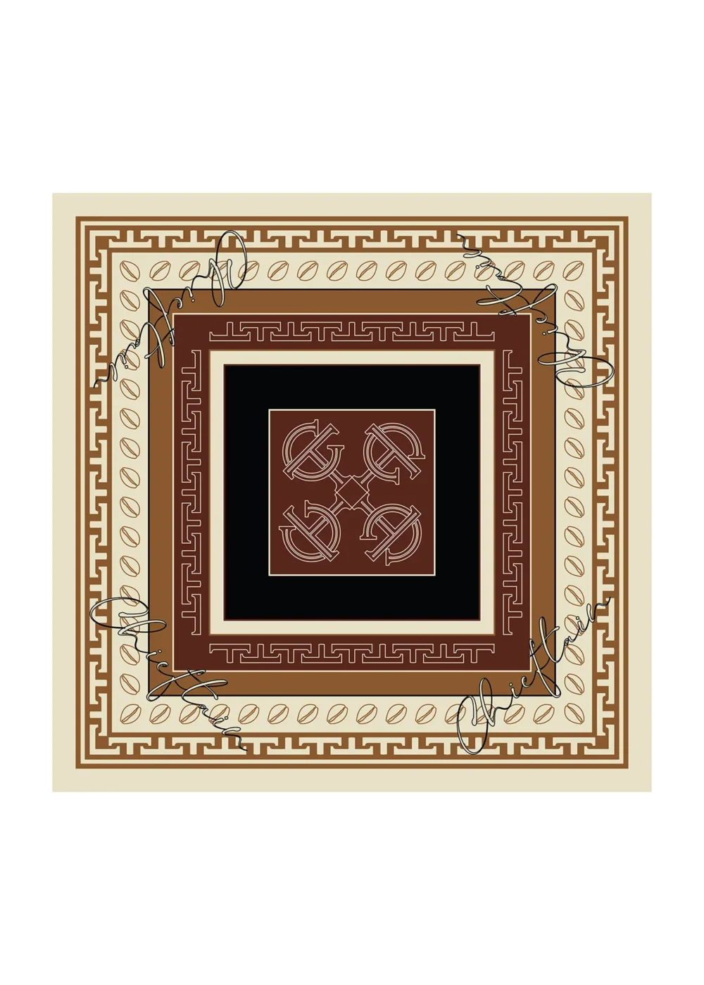 T-MONO PATTERN SIGNATURE PRINT SILK SCARF
