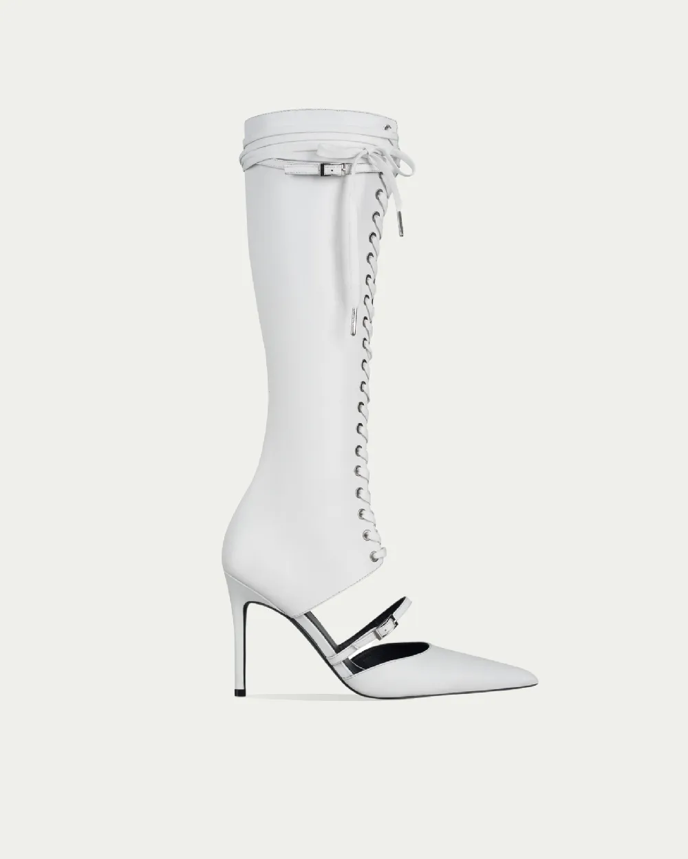 Ostrich Lace-up Boot Heels