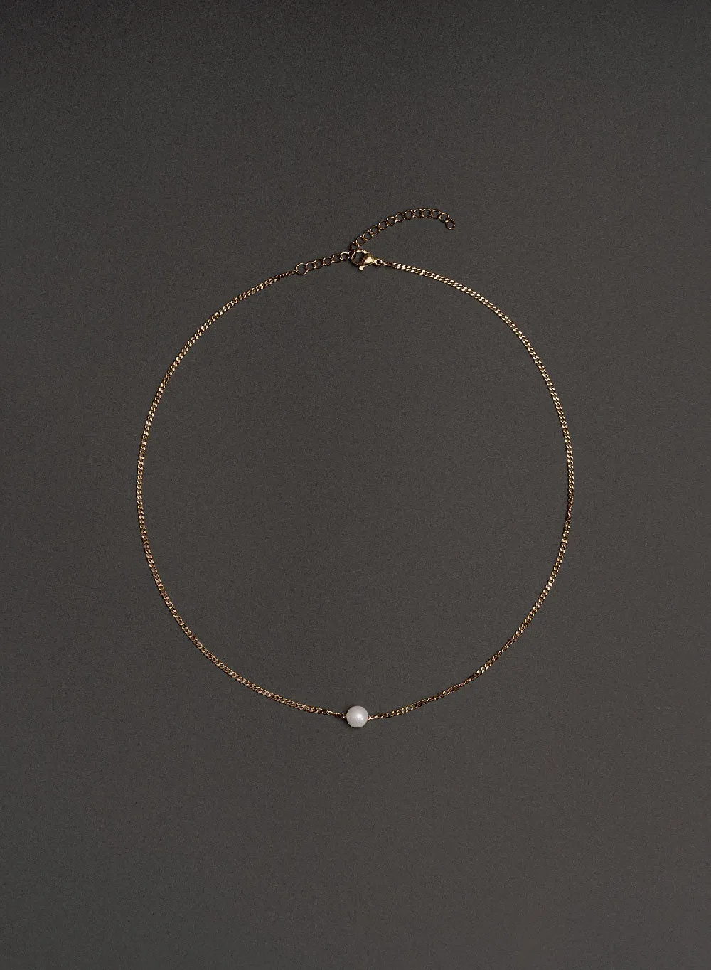 Real Pearl 2mm Gold Chain Necklace