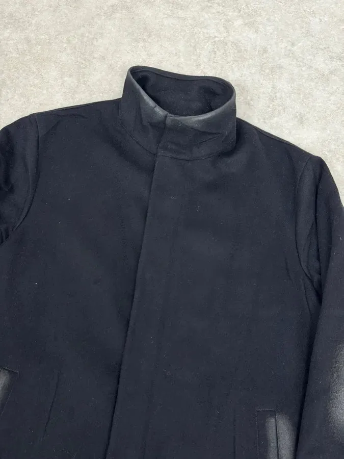 AW2009 Prada Navy Waxed Wool Long Coat - 5