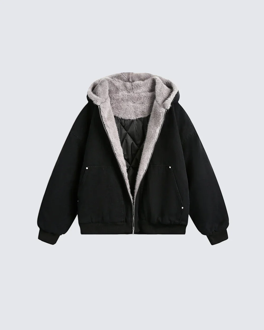 Fur-Collar Thickened Hooded Cotton Jacket