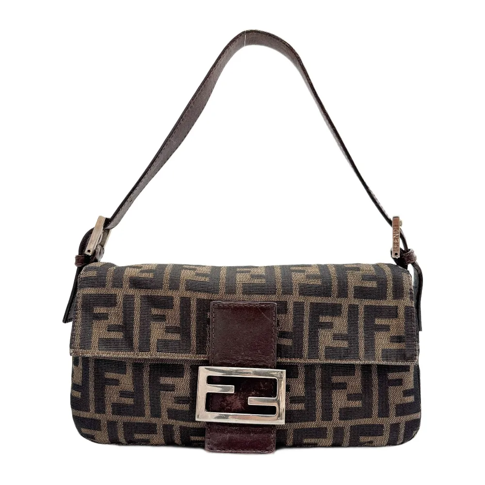 Baguette Zucca Brown Canvas Shoulder Bag