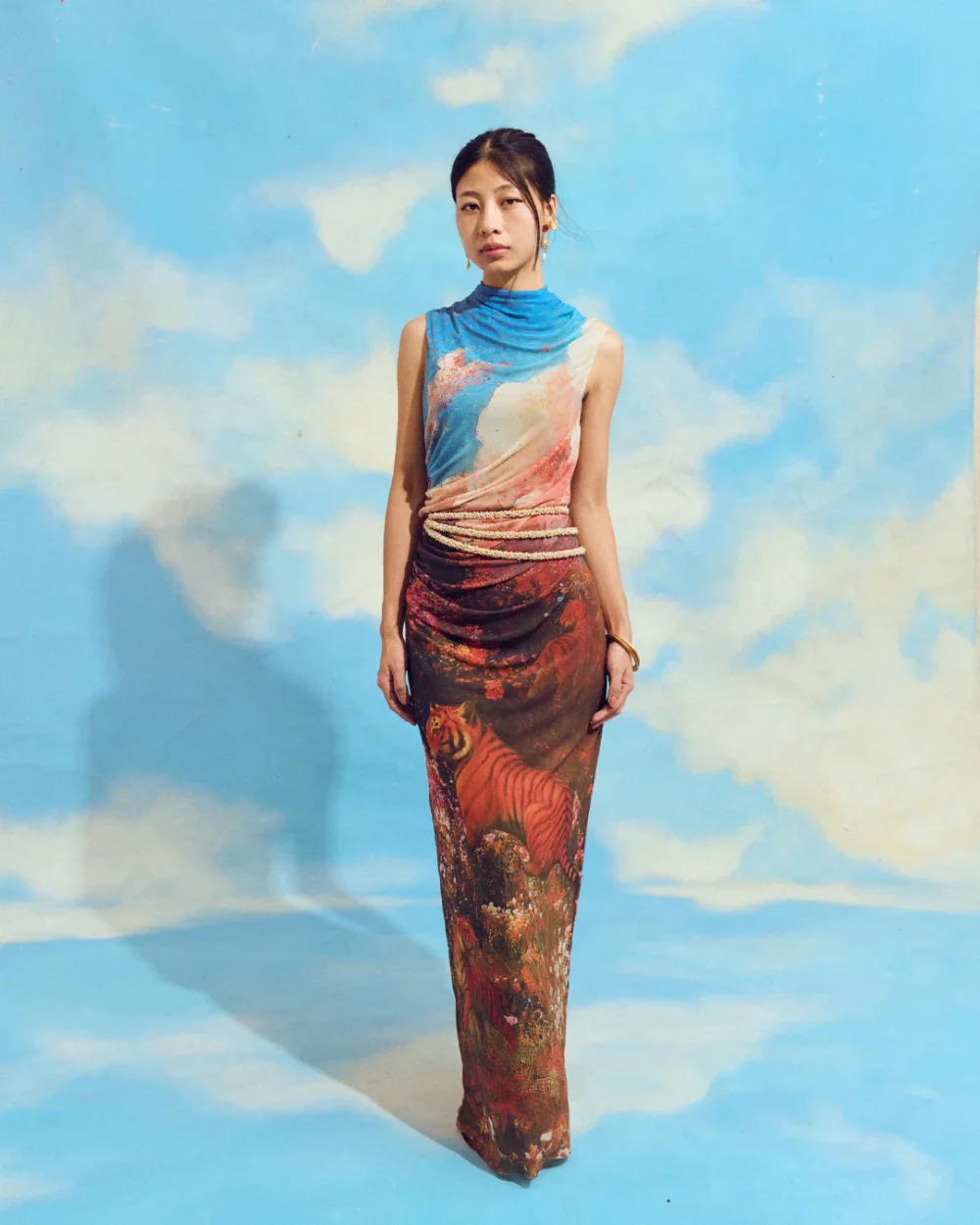 ROAR & REALM - BODYCON PRINTED MESH DRESS