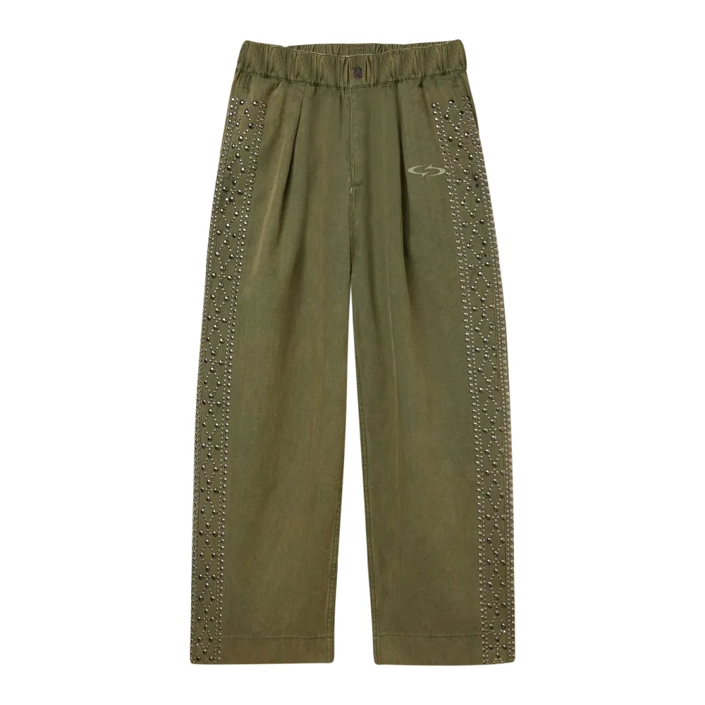 STUD PLEATED TROUSERS