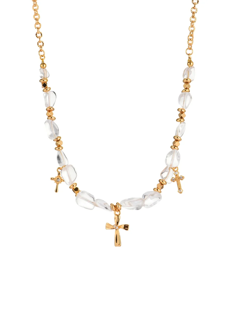 Crystal Soul Cross Golden Necklace