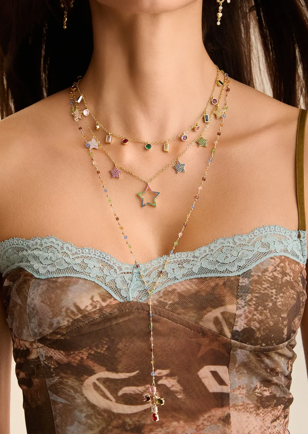 Dixie Colorful Cystal Golden Necklace - 3