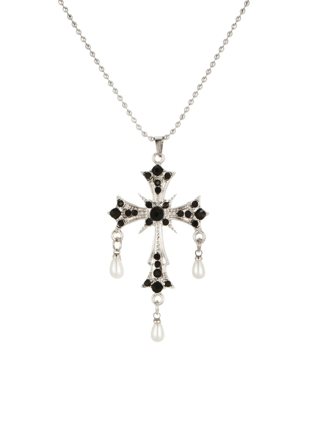 Kurt Cross Pearl Necklace - Silver