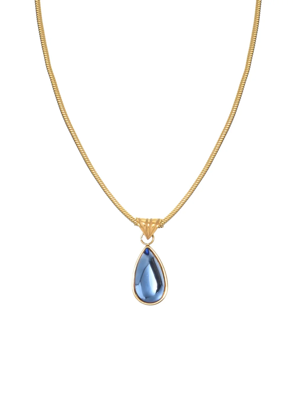 Rosalia Blue Stone Waterdrop Golden Necklace
