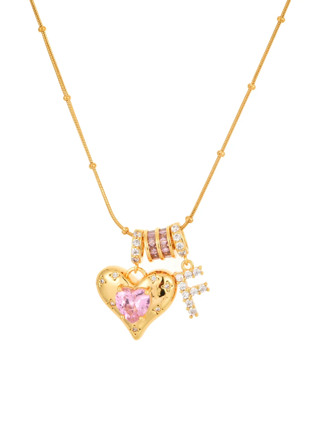Foufou Heart Alphabets Necklace - Golden