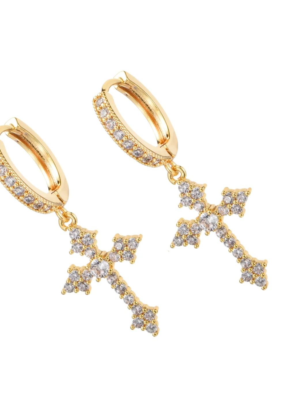 Ivonne Gothic Golden Cross Earrings - 4