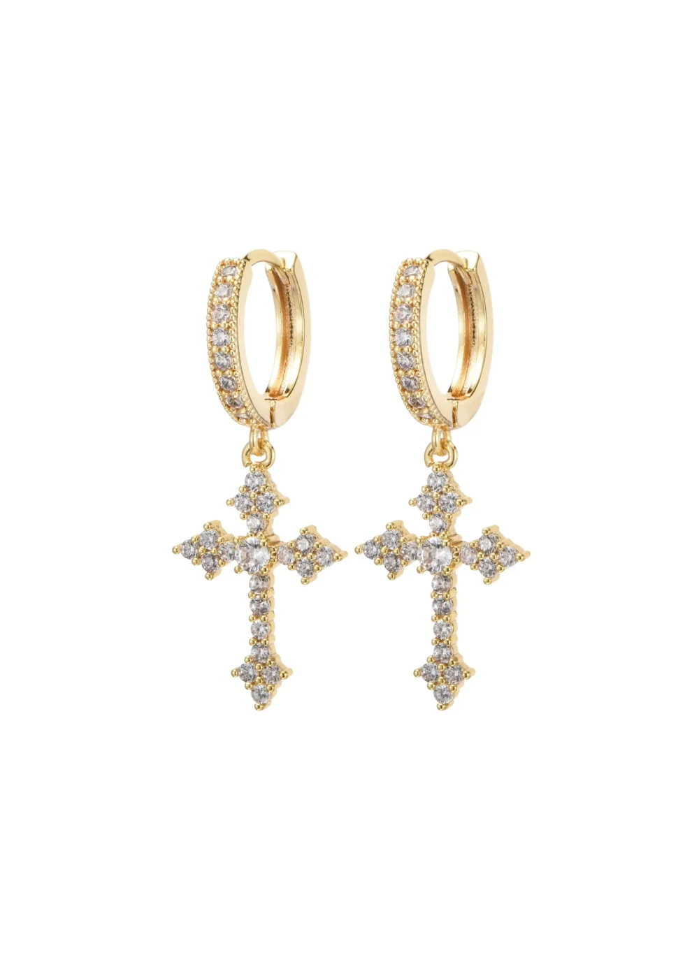 Ivonne Gothic Golden Cross Earrings