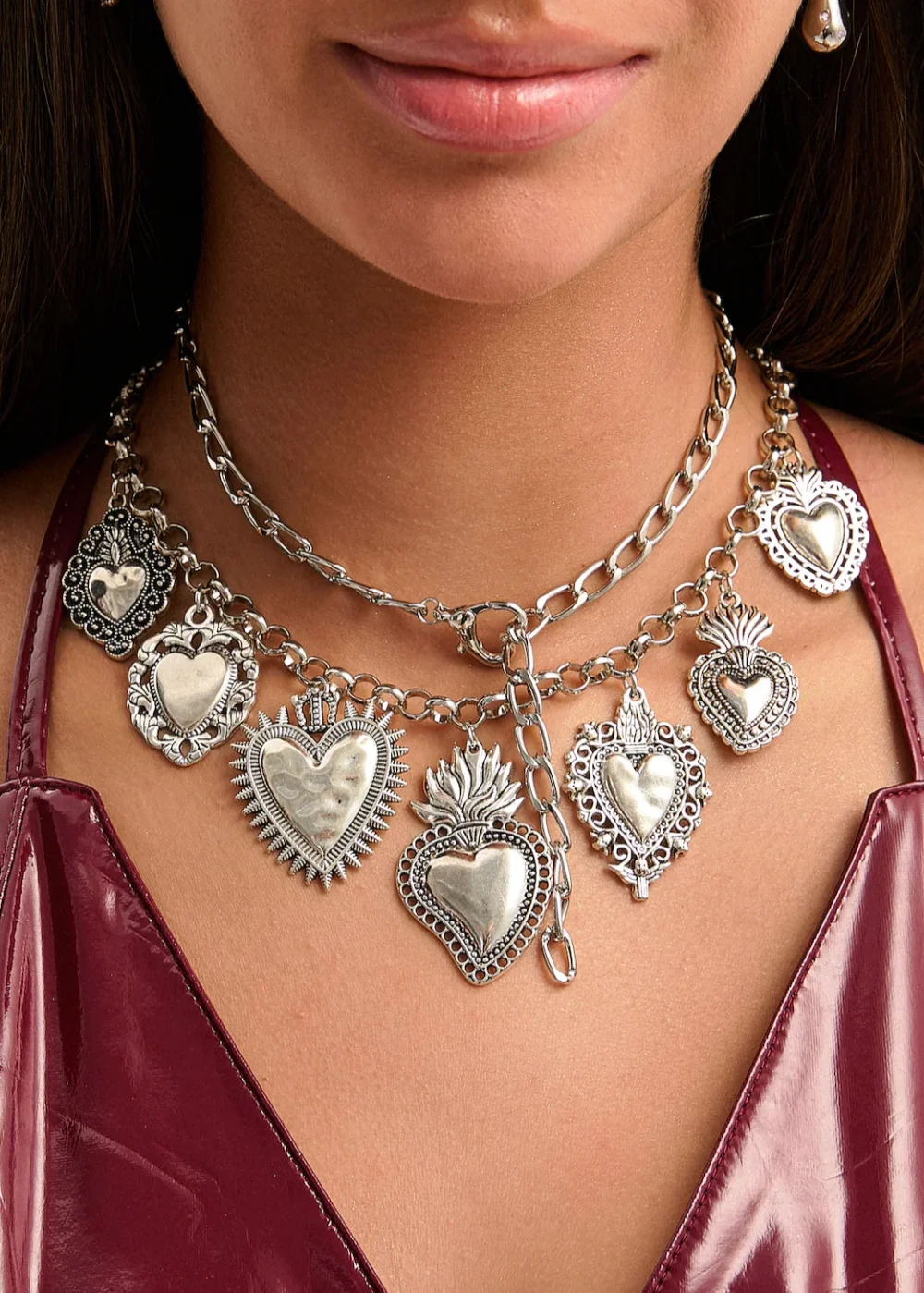 Sacre Coeur Ardent Heart Silver Necklace - 2