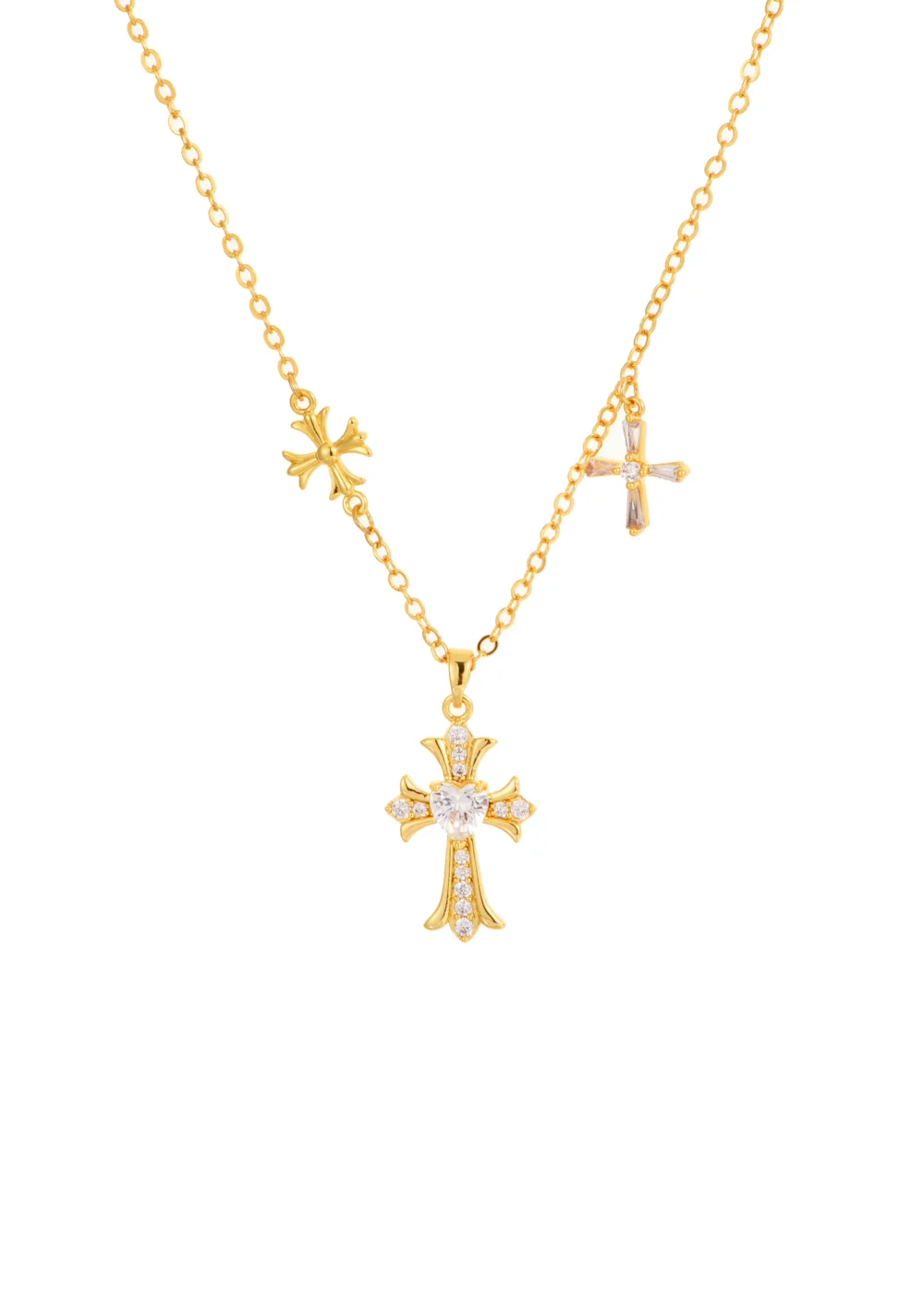 Gina Trio Cross Necklace - Golden