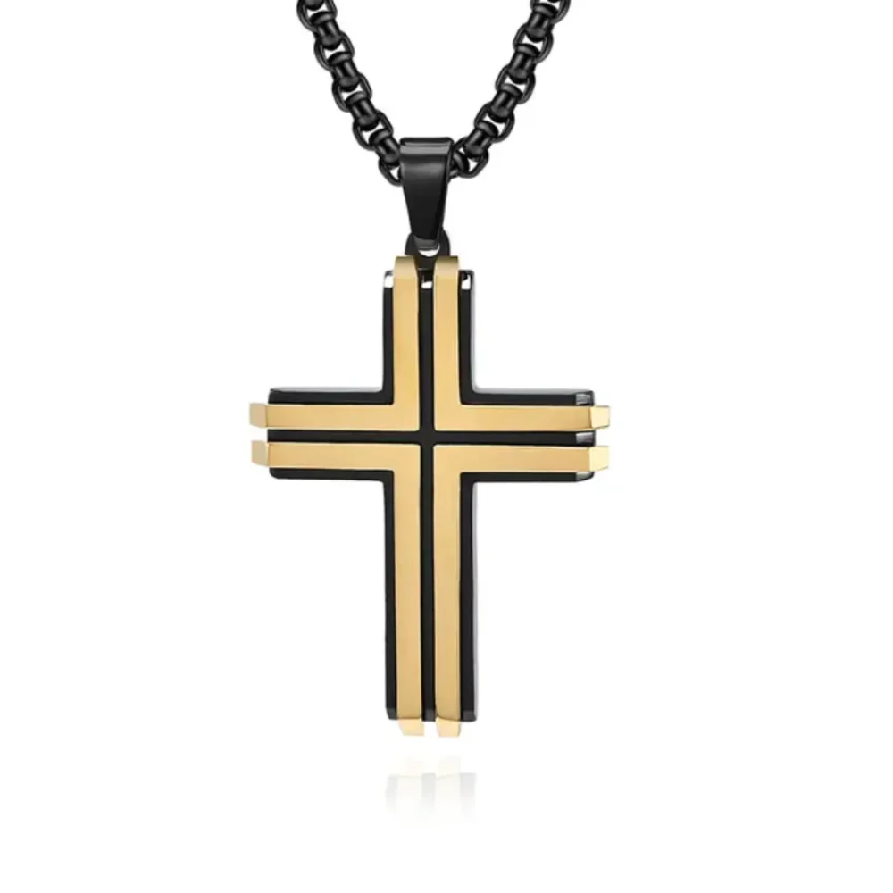 Two-tone Cross Pendant Necklace For Men