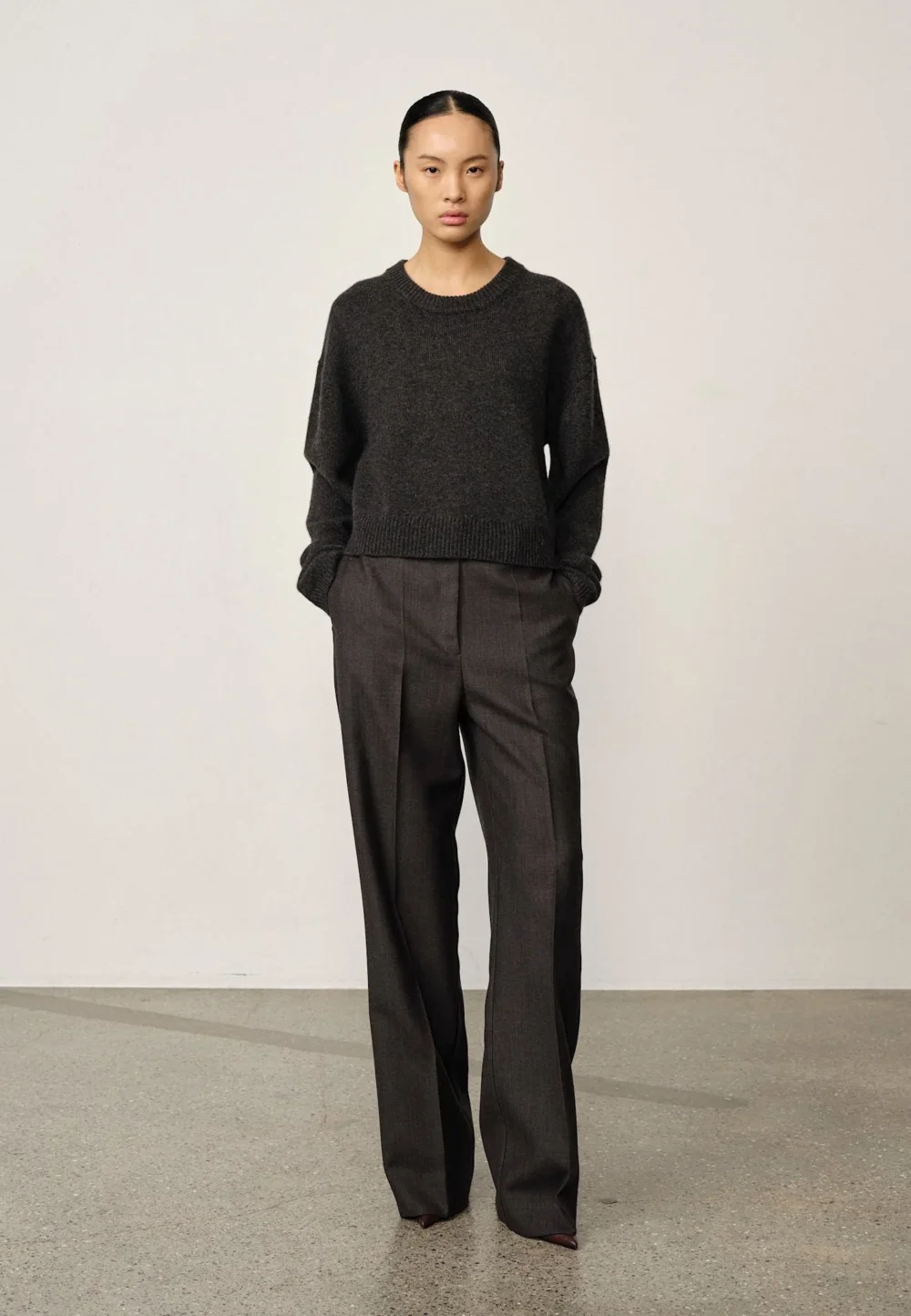 Wonder Pure Cashmere Blouse - Dark Grey