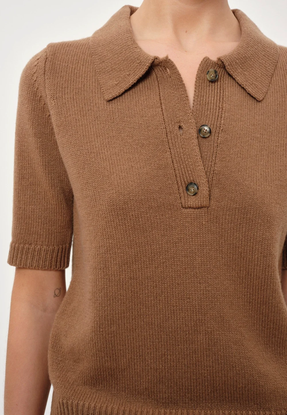 Alberto Knit Polo Blouse - Brown Sugar - 4