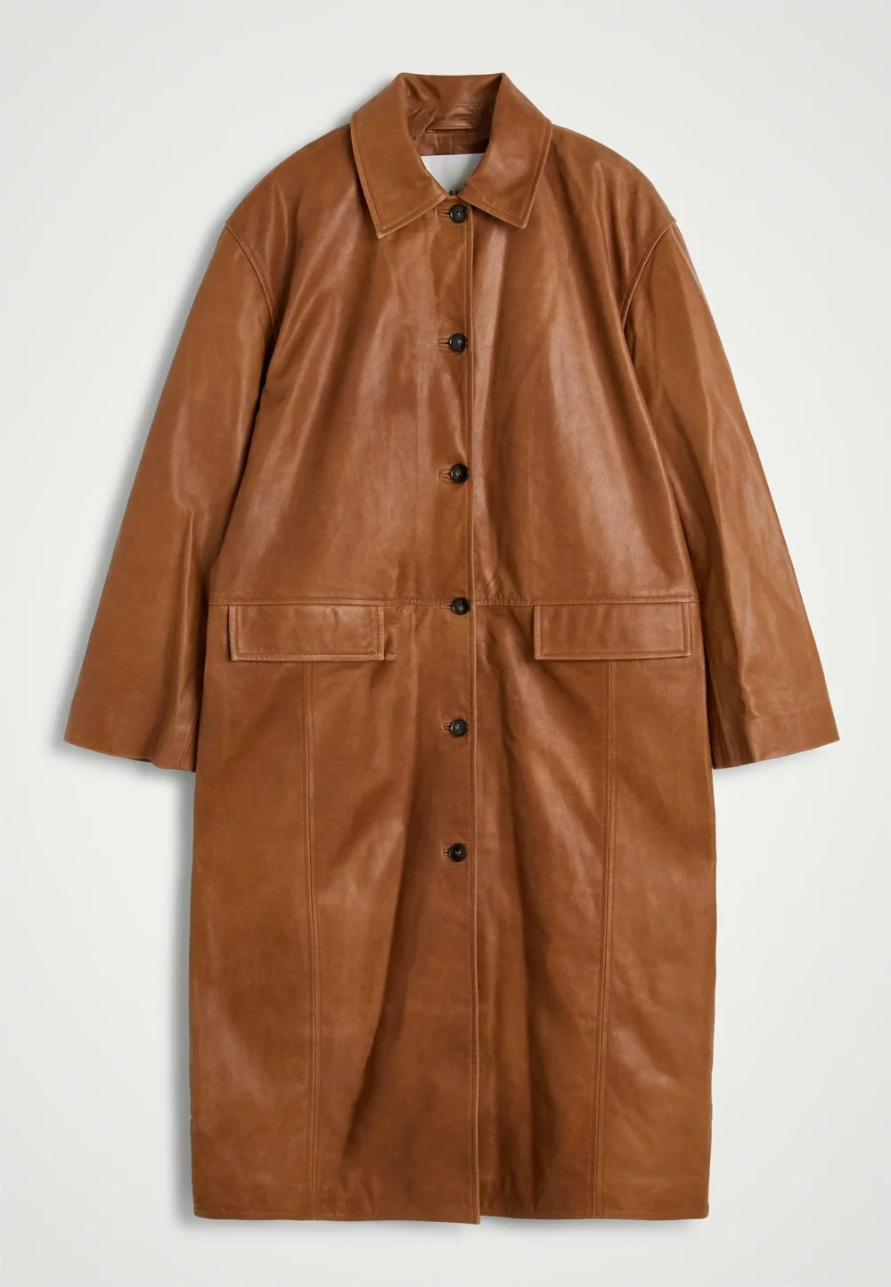 Halston Leather Coat - Cognac