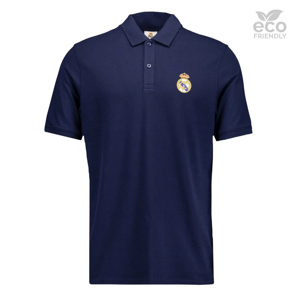 Mens ECO Essentials Real Madrid Color Crest Polo Navy