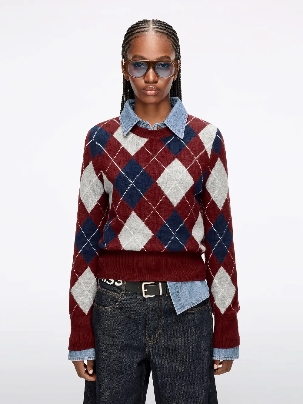 Argyle Wool Knit Top