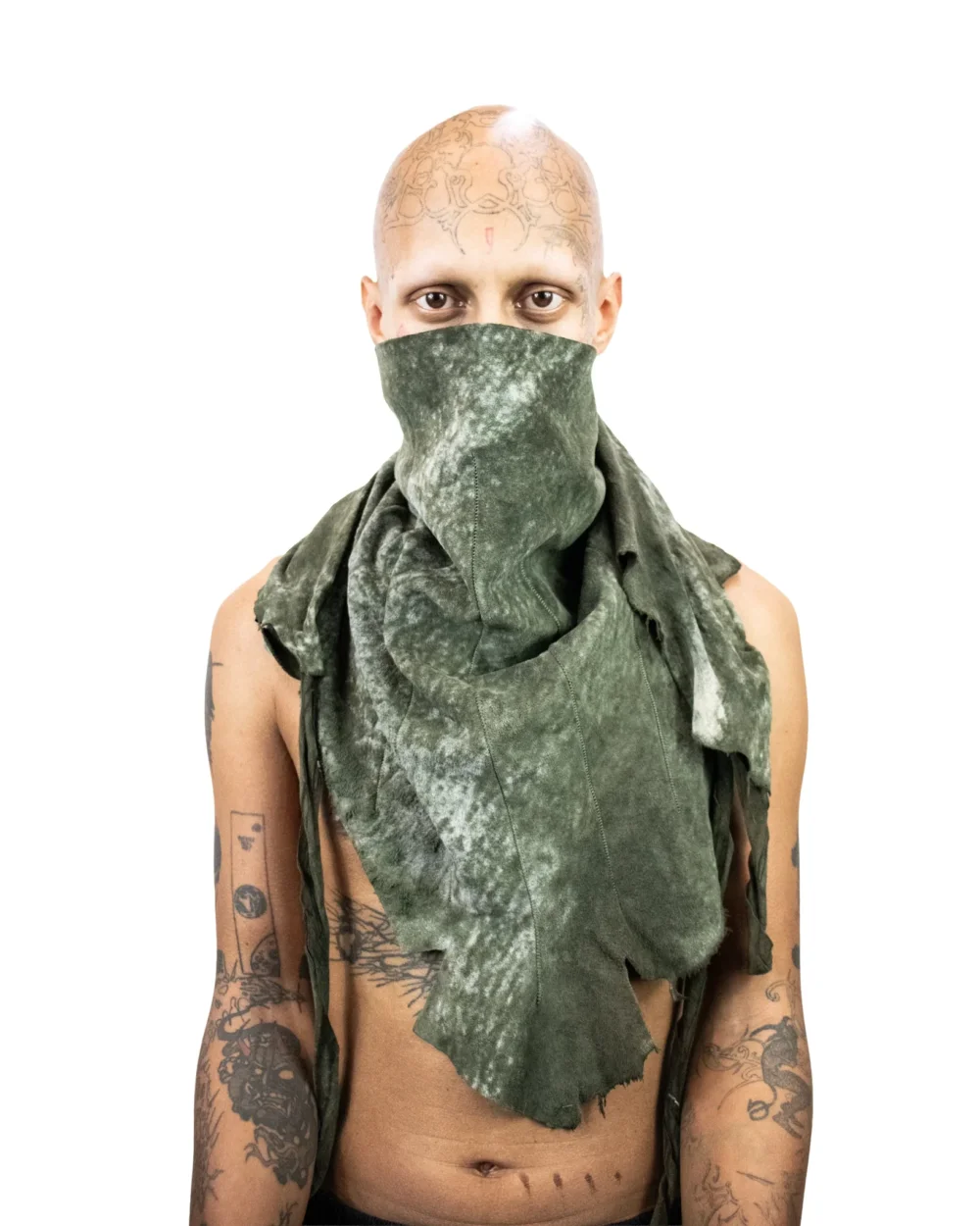 LAMB LEATHER SCARF KHAKI
