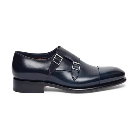 Men's polished leather double monk straps shoe