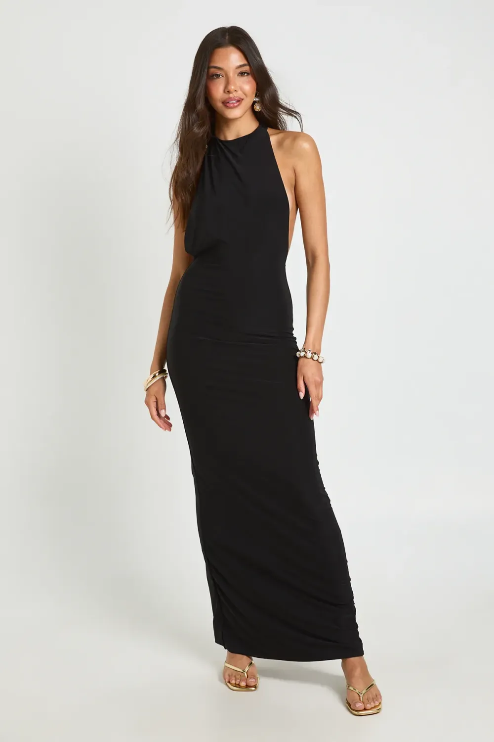 Halter Neck Backless Bodycon Maxi Dress