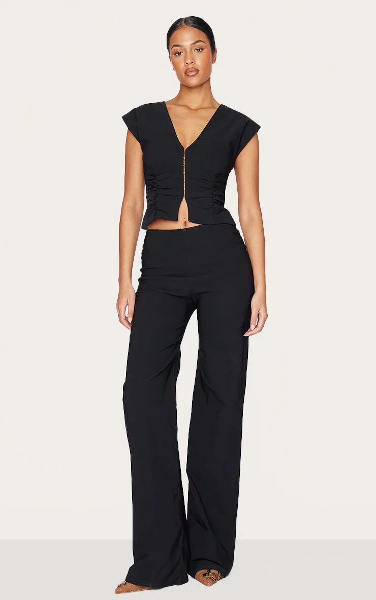 Tall Stretch Woven Mid Rise Wide Leg Trousers